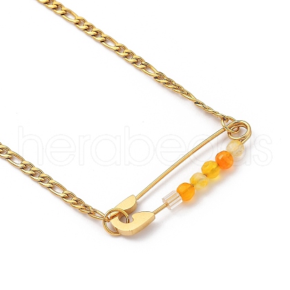201 Stainless Steel Safety Pins Pendant Necklaces NJEW-JN03002-04-1