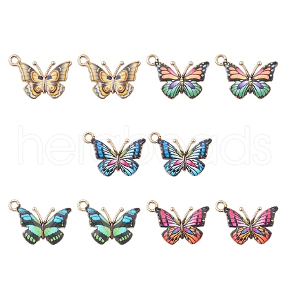 10Pcs 5 Colors Light Gold Alloy Enamel Pendants ENAM-YW0002-78-1