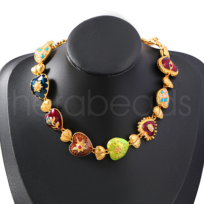 Alloy Enamel Link Necklaces FS-WGF424C-01-1