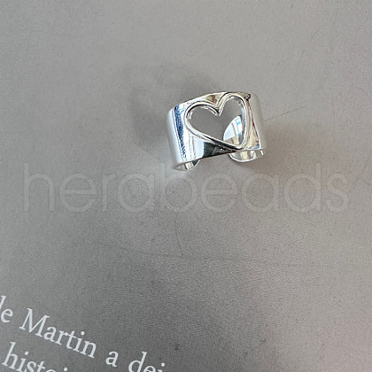 Heart Pattern Brass Adjustable Cuff Rings for Women FS-WG3442B-01-1