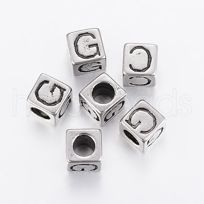 304 Stainless Steel Large Hole Letter European Beads STAS-H428-01AS-G-1