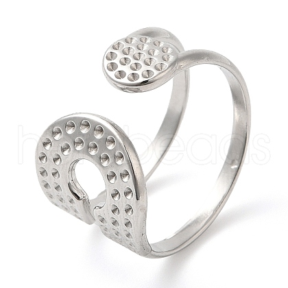 Non-Tarnish 304 Stainless Steel Double Layer Open Cuff Ring for Women RJEW-I098-27P-1