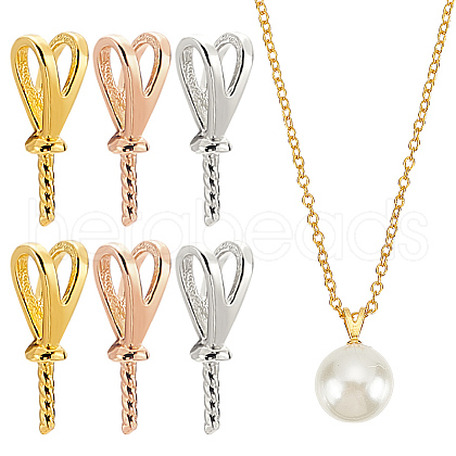 BENECREAT 6Pcs 3 Colors Sterling Silver Peg Bails Pendants STER-BC0002-73-1