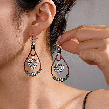 Alloy Synthetic Turquoise Dangle Earrings FS-WG12E90-07-1