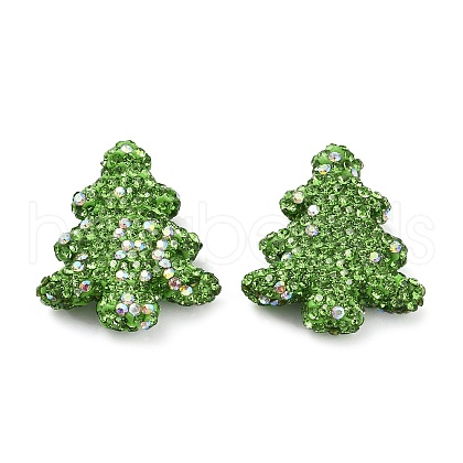 Christmas Tree Polymer Clay Rhinestone Beads CLAY-NH0001-14F-1