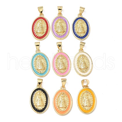 Brass Enamel Pendants KK-Q068-37G-1
