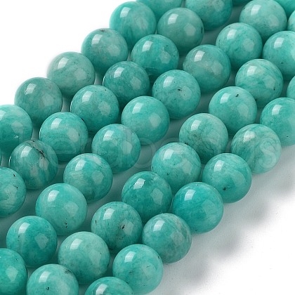 Natural Gemstone Amazonite Round Beads Strands G-O017-8mm-08C-1