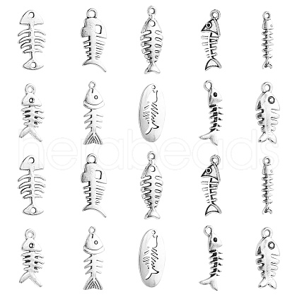 100Pcs 10 Styles Rack Plating Tibetan Style Alloy Pendants TIBEP-CJ0002-27-1