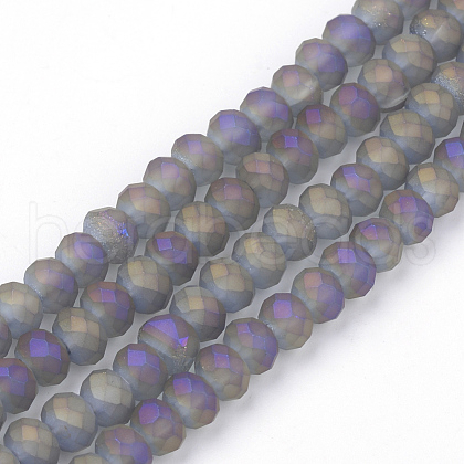 Electroplate Glass Beads Strands X-EGLA-S141-6mm-03C-1