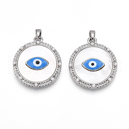 Brass Micro Pave Cubic Zirconia Pendants KK-N258-05P-1