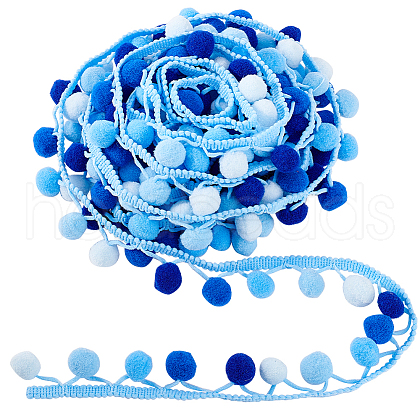   6.5 Yards Gradient Color Polyester Pom Pom Ball Fringe Lace Trims SRIB-PH0001-41-1