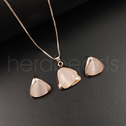 Triangle Alloy & Plastic Pendant Necklace & Stud Earring Sets FS-WG60F85-01-1