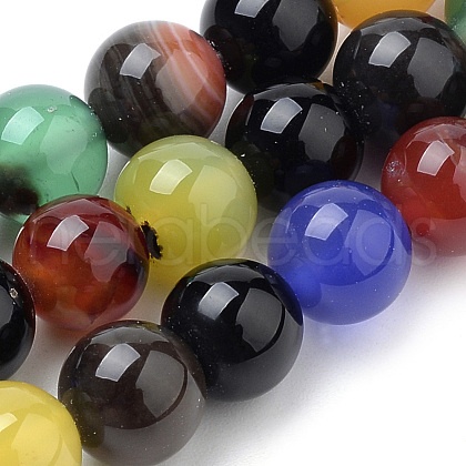 Natural Colorful Agate Beads Strands G-S259-28-8mm-1