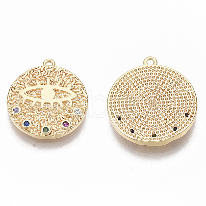 Brass Micro Pave Cubic Zirconia Pendants KK-R126-015B-NF-1