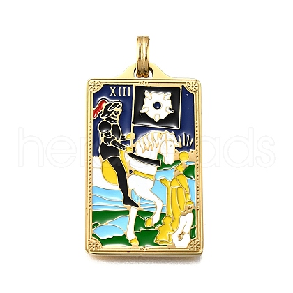 Tarot 304 Stainless Steel Enamel Pendants STAS-M119-07M-G-1
