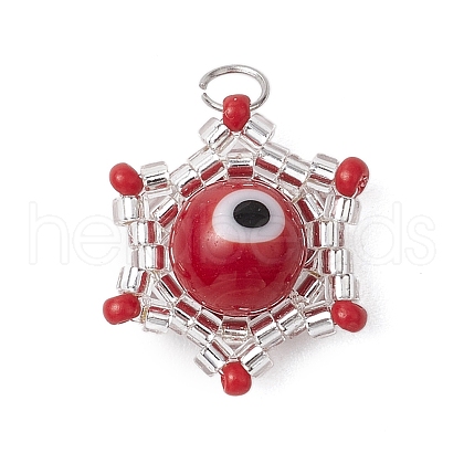 Beaded Star Eye Charms PALLOY-MZ00574-02-1