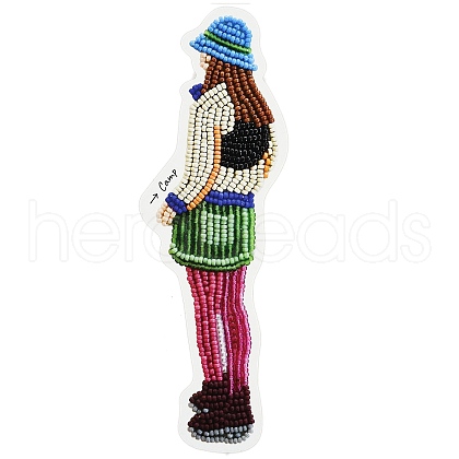 MIYUKI Seed Beads Camp Girls Brooch Making Kits DIY-H165-01C-1