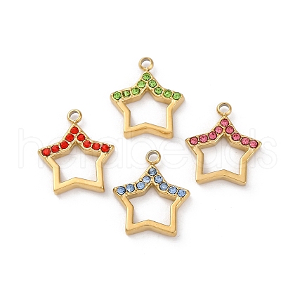 304 Stainless Steel Rhinestone Pendants STAS-M110-23G-1