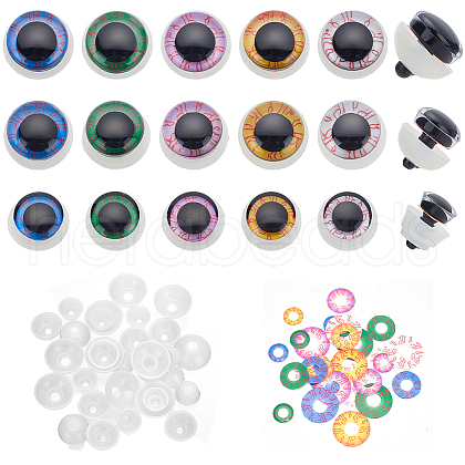   30 Sets 15 Styles Plastic Craft Eyes KY-PH0001-90-1