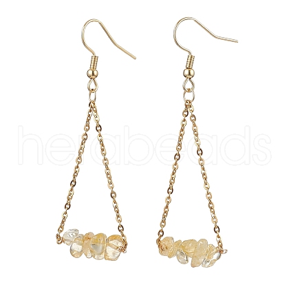 304 Stainless Steel with Natural Citrine Dangle Earrings EJEW-JE06010-08-1