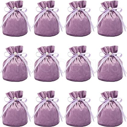  Velvet Jewelry Bags with Drawstring & Plastic Imitation Pearl TP-NB0001-20E-1