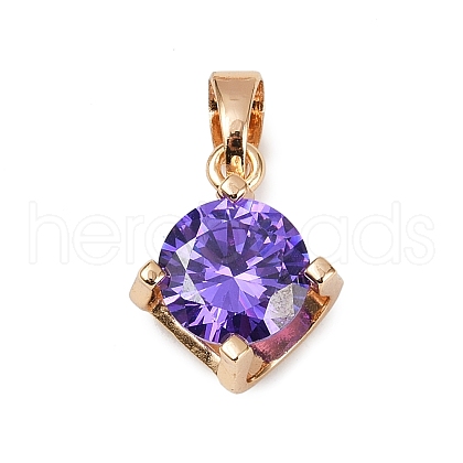 Brass Micro Pave Cubic Zirconia Pendants KK-E795-29KCG-05-1