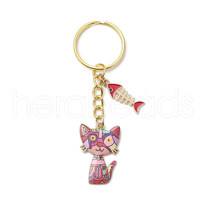 Alloy Enamel Cat Keychain KEYC-JKC01182-02-1