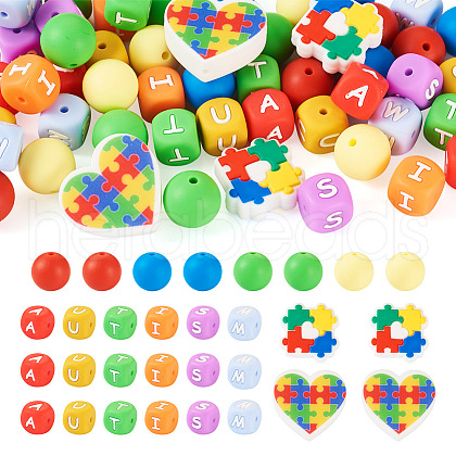 54Pcs 12 Style Food Grade Eco-Friendly Silicone Focal Beads SIL-TA0001-66-1