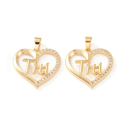 Brass Micro Pave Clear Cubic Zirconia Pendants X-ZIRC-Z007-12G-1