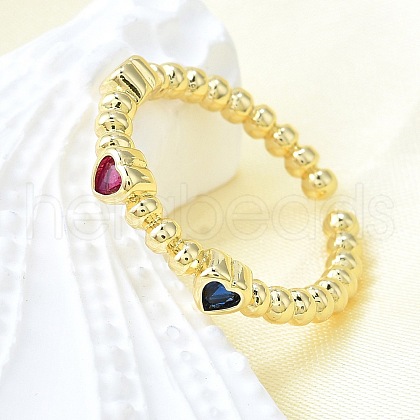 Brass Micro Pave Cubic Zirconia Open Cuff Rings for Women RJEW-F179-01G-1
