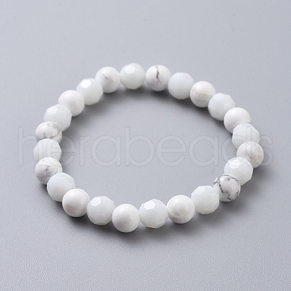 Synthetic Turquoise Beads Stretch Bracelets BJEW-JB05003-03-1