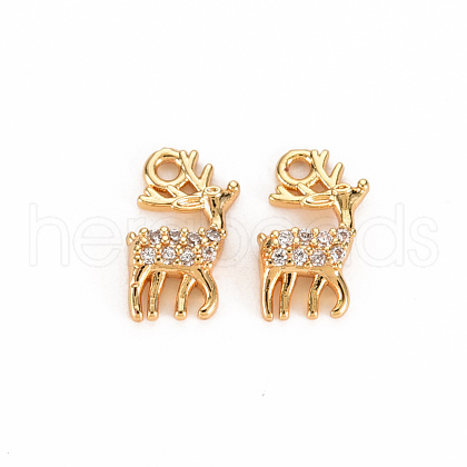 Brass Micro Pave Clear Cubic Zirconia Charms KK-S360-119-NF-1