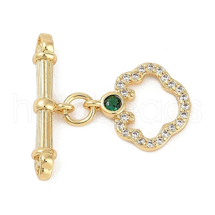 Brass Micro Pave Clear Cubic Zirconia Toggle Clasps KK-K391-15G-1