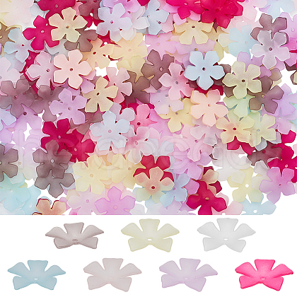 SOFPLATE 350Pcs 7 Colors Transparent Acrylic Bead Caps MACR-SP0001-14-1