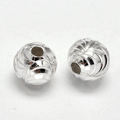 Fancy Cut 925 Sterling Silver Round Beads STER-F012-09C-1