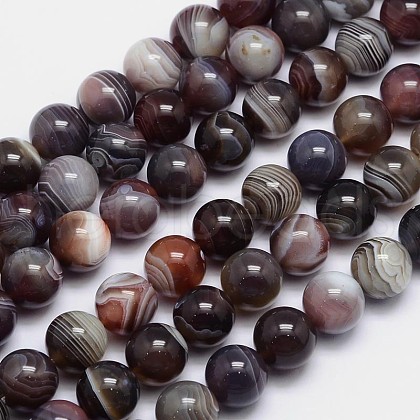 Round Natural Botswana Agate Bead Strands G-I166-02-12mm-1
