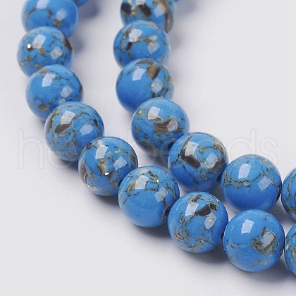 Sea Shell and Synthetic Turquoise Assembled Beads Strands G-G758-03-6mm-1