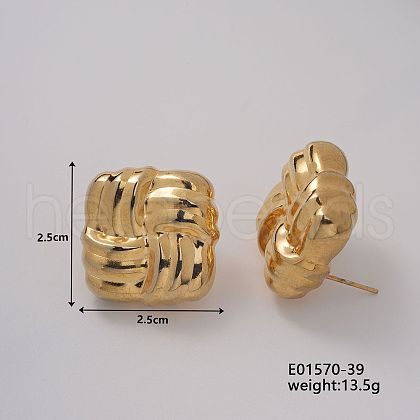 Fashionable Stainless Steel Square Twisted Stud Earrings for Women LN2724-1-1