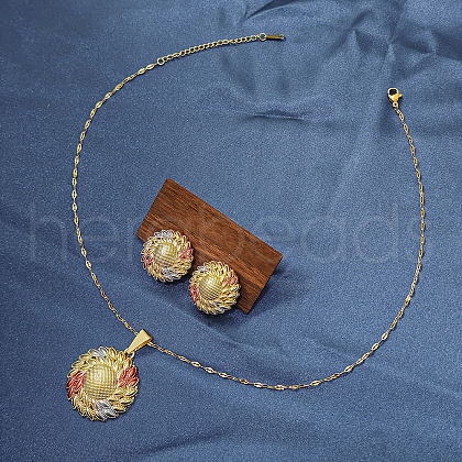 Retro Geometirc Alloy Hollow Pendant Necklace & Stud Earring FS-WGC9651-05-1