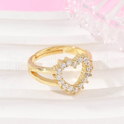 Brass Micro Pave Cubic Zirconia Cuff Rings RJEW-Q030-01A-G-1
