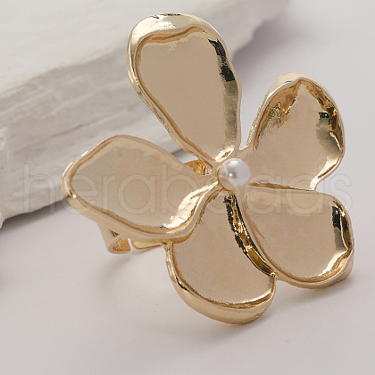 Elegant Zinc Alloy Flower Adjustable Cuff Statement Rings for Women VY2870-1-1