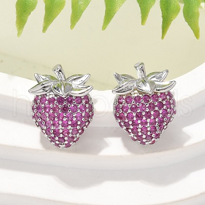 Brass Micro Pave Cubic Zirconia Stud Earrings EJEW-Q015-13P-01-1