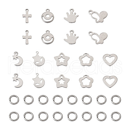  Jewelry 90Pcs 9 Style 304 Stainless Steel Charms STAS-PJ0001-41-1