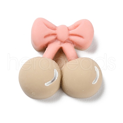 Cartoon Opaque Resin Cherry with Bowknot Cabochons RESI-Q218-01D-1