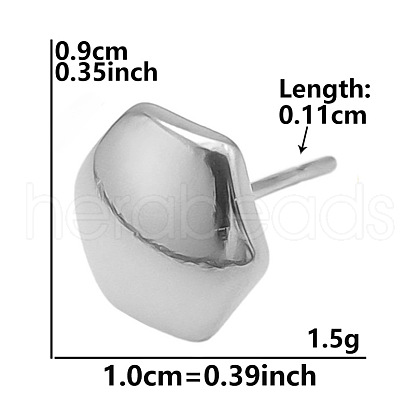 304 Stainless Steel Hexagon Stud Earrings for Women BW0286-5-1