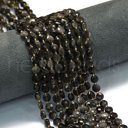 Natural Sliver Obsidian Beads Strands G-K389-B79-01-1
