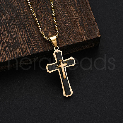 Triple Layered Cross 304 Stainless Steel Pendant Necklaces for Men FS-WGC3E83-03-1
