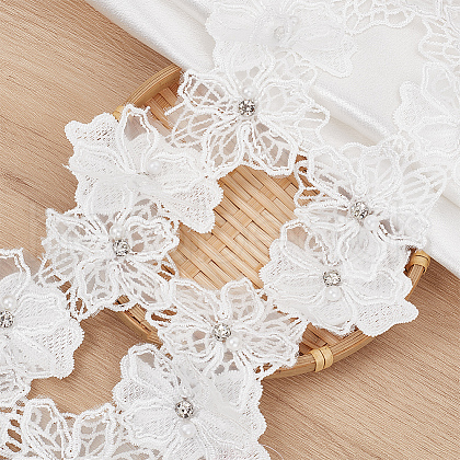 Double Layer Polyester Flower Lace Ribbons DIY-WH0656-60C-1
