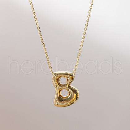 Brass Chunky Initial Pendant Necklaces WG97A63-02-1
