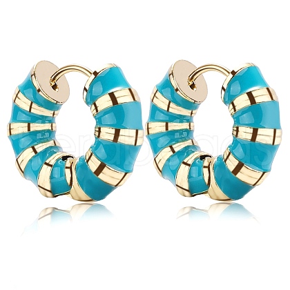 Enamel Striped Thick Hoop Earrings JE1110B-1